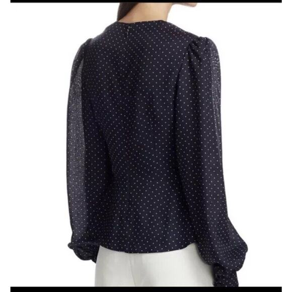 Alexis Avani Polka Dot Peplum Top NEW Size Large Navy $365 - Picture 8 of 10